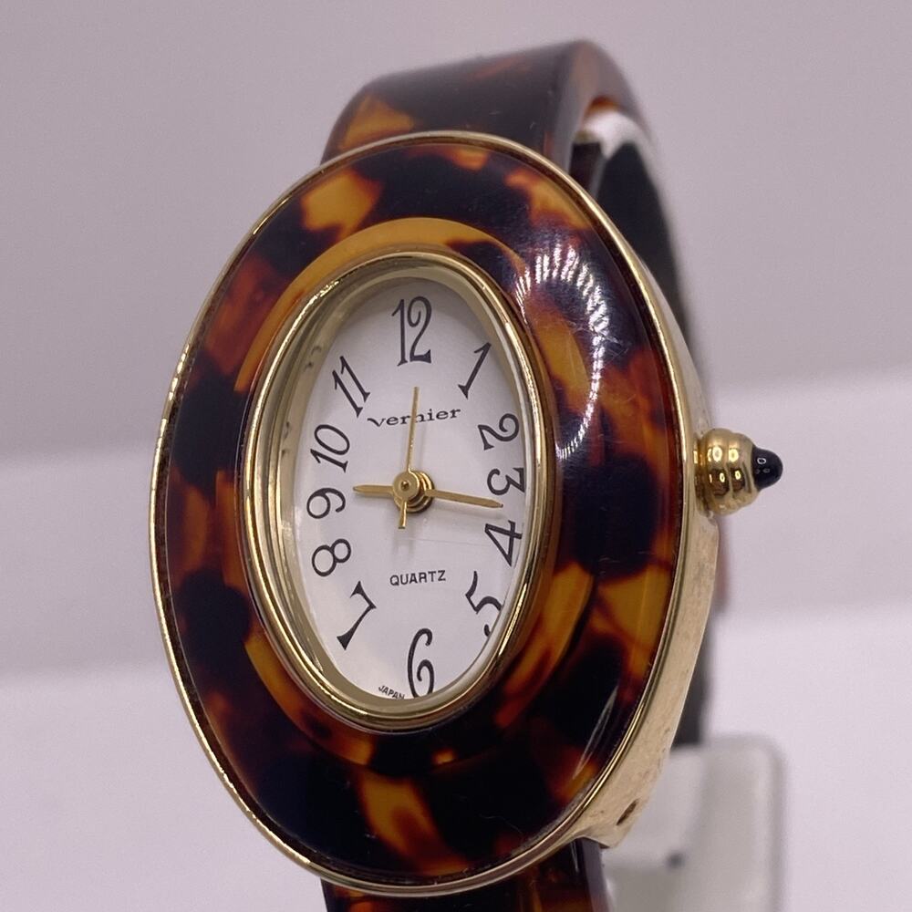 Vintage Vernier Womens Tortoise Shell Style Watch New Battery